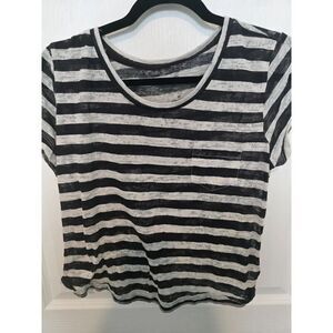 Jessica Simpson black white stripe summer blouse M